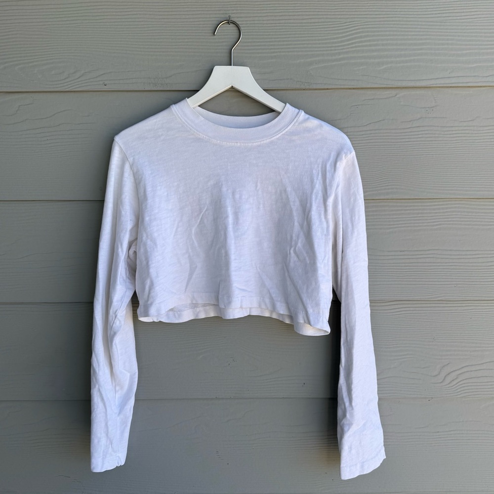 Cotton Citizen•White Long Sleeve Crop Top